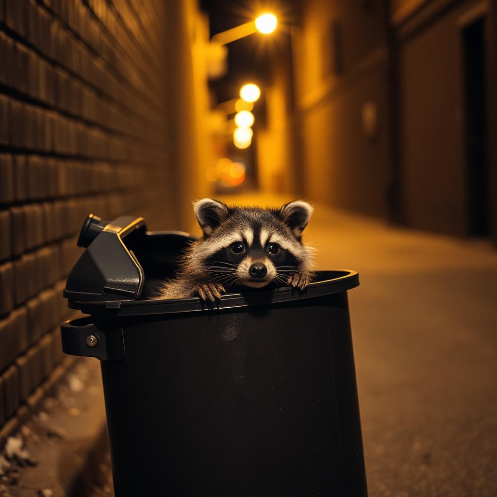 Danny in his office, a tipped-over trash can